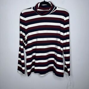 Talbots Women’s The Talbots Tee Striped Turtleneck Bold Stripes Size XLP NWT